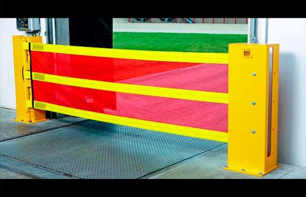 Barrière de sécurité amovible jaune et rouge